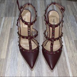 Valentino Burgundy Rockstud Heels